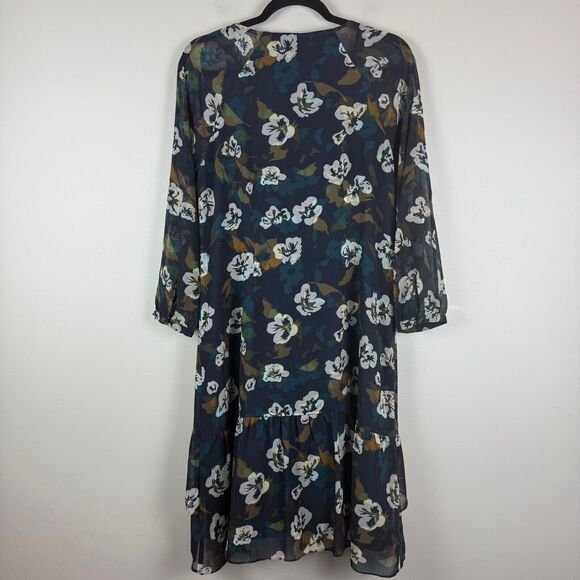 Cabi Pirouette Dress Women Medium Multi Floral Chiffon Ruffle Hem Bloom Bohemian - Picture 7 of 9